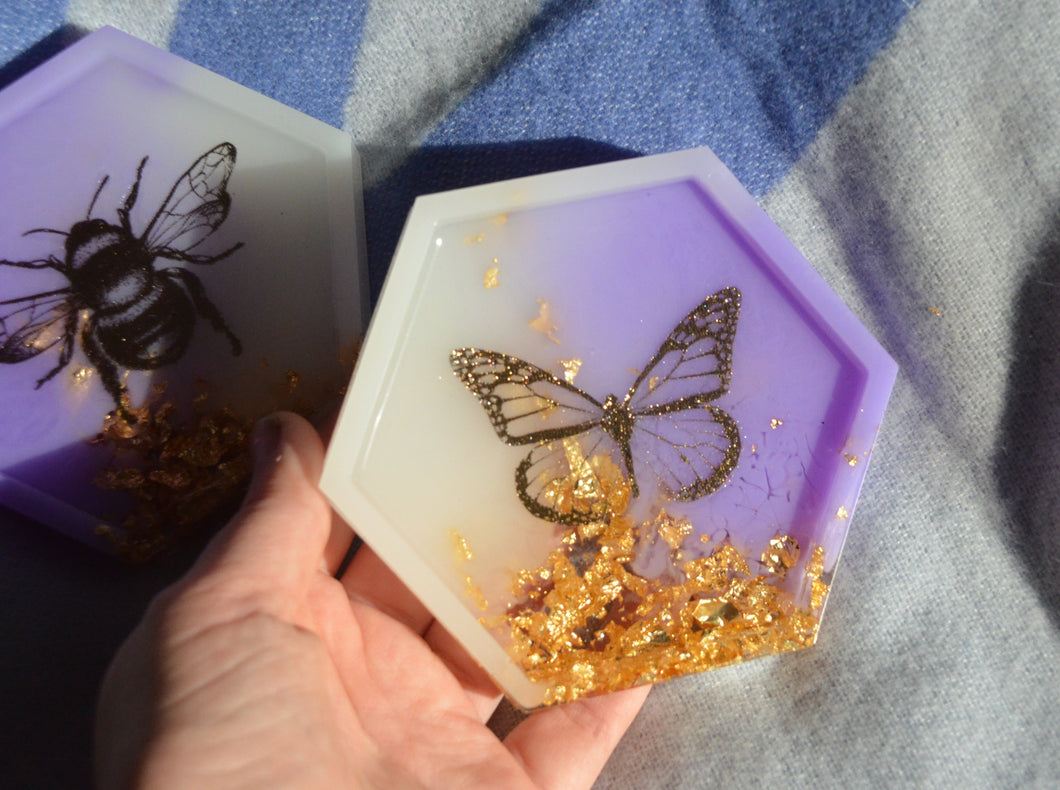 Golden Bee & Butterfly Tray